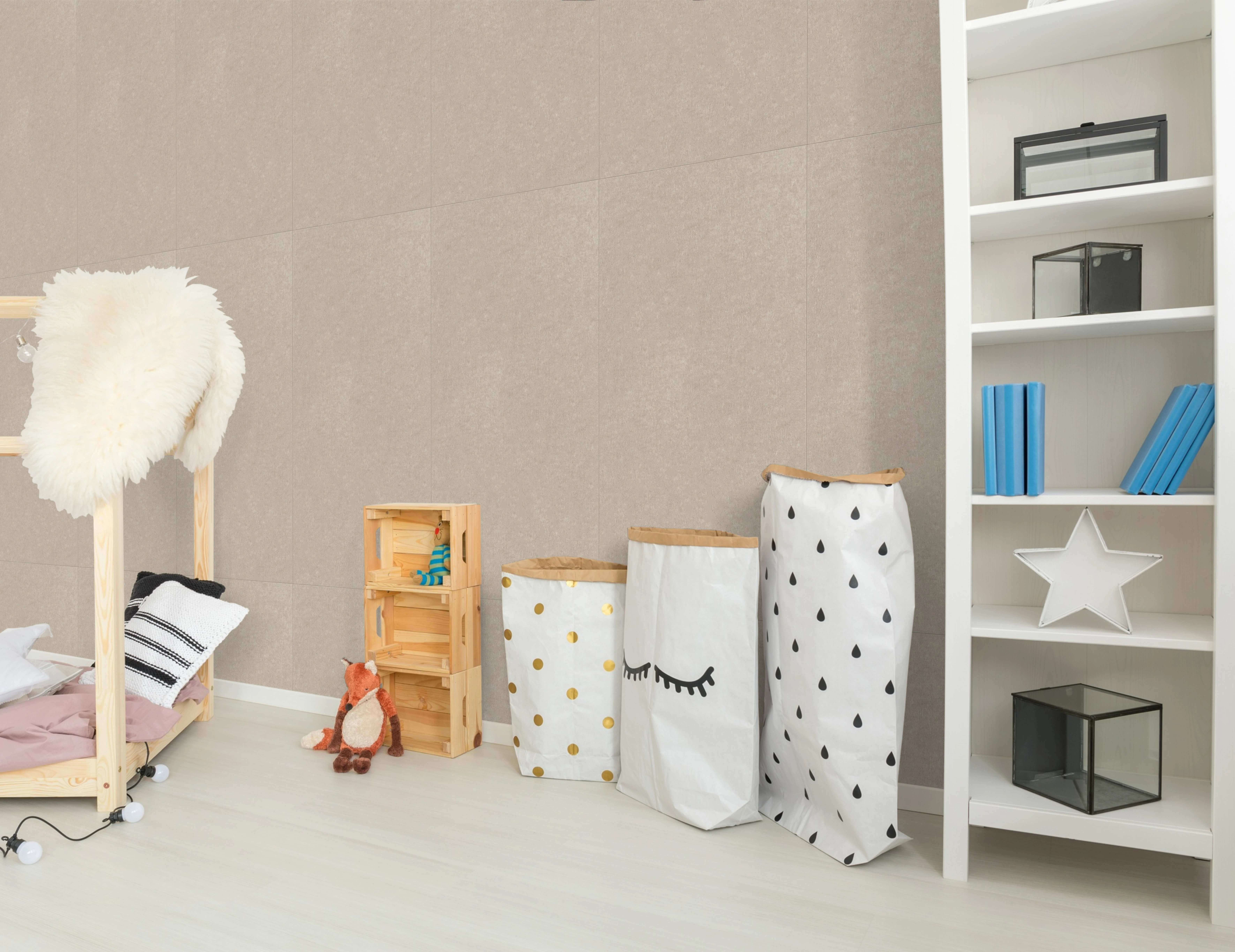 Wandpaneel Jangal Modular Wall colored PET bevelled 11209B Sand Beige 52 x 104cm