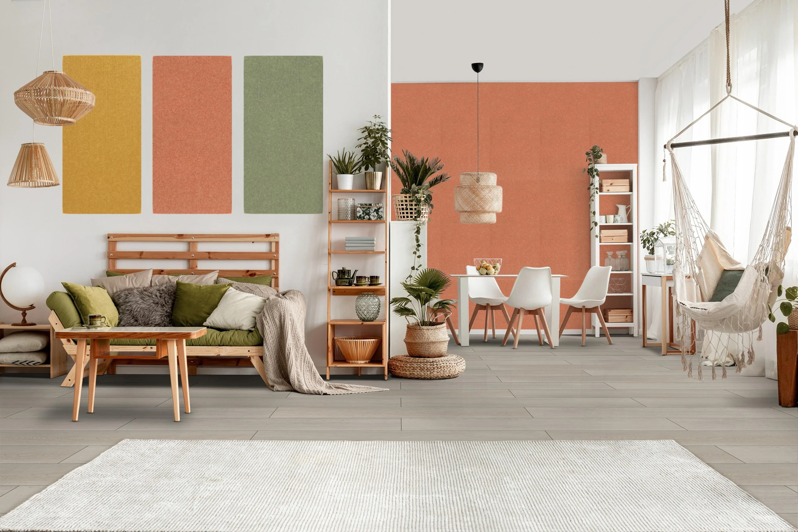 Wandpaneel Jangal Modular Wall colored PET bevelled 11218B Coral Peach 52 x 104cm