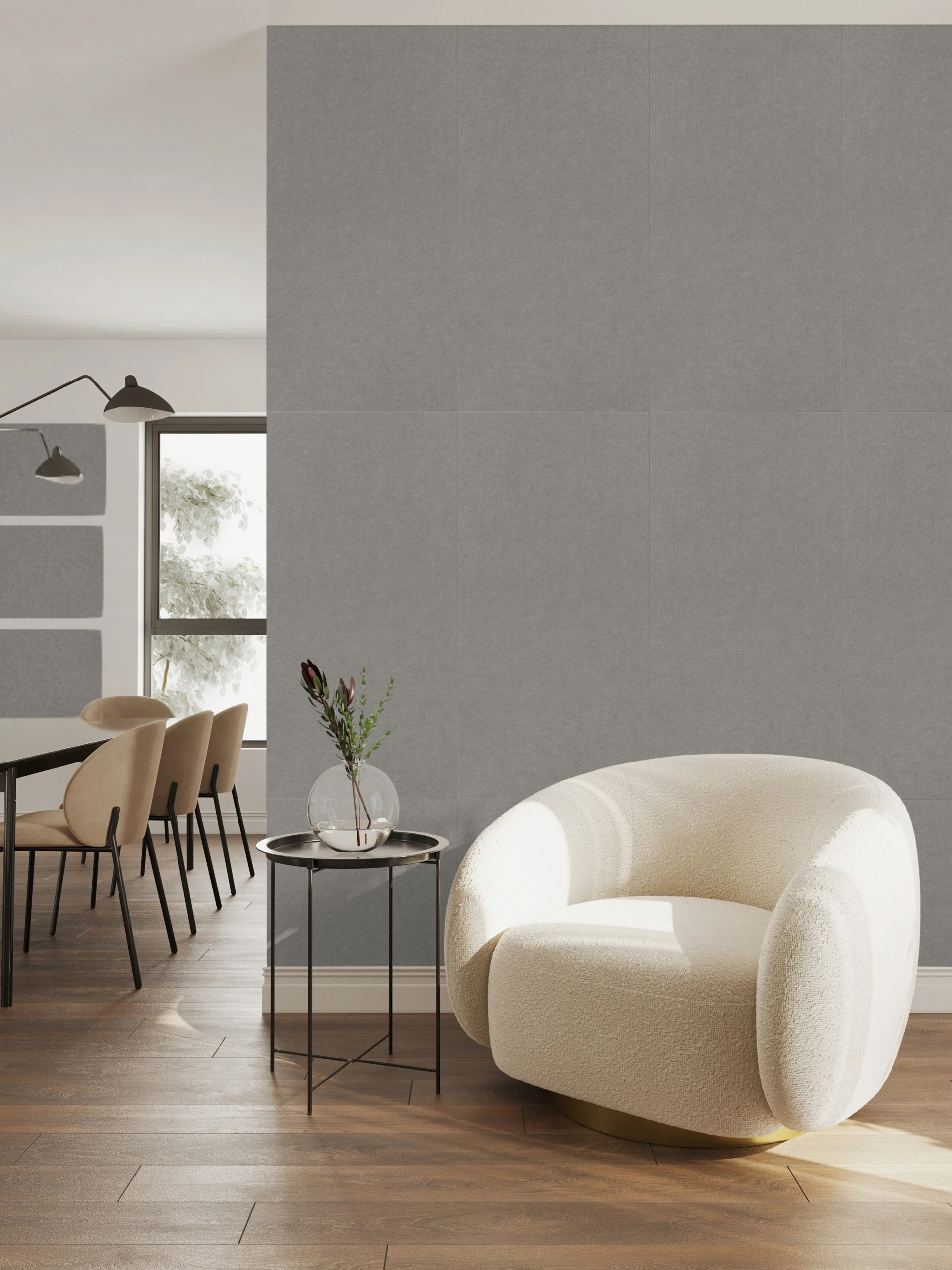 Wandpaneel Jangal Modular Wall colored PET bevelled 11210B Stone Grey 52 x 104cm
