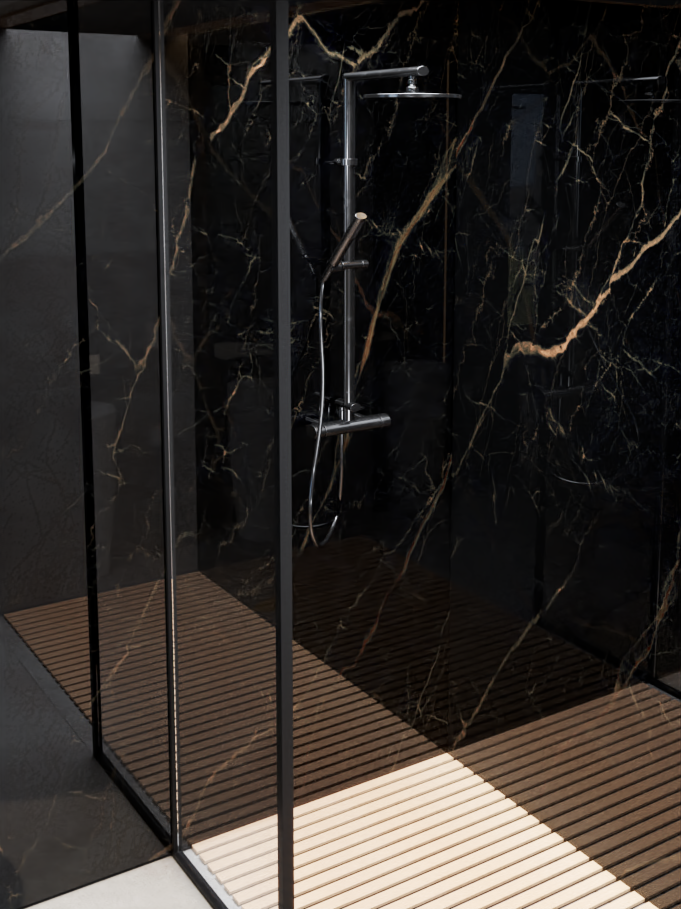 CHECK Smart Wall Tile 30005HG Marmor Carrara-Schwarz HG (3050x1120x8mm)